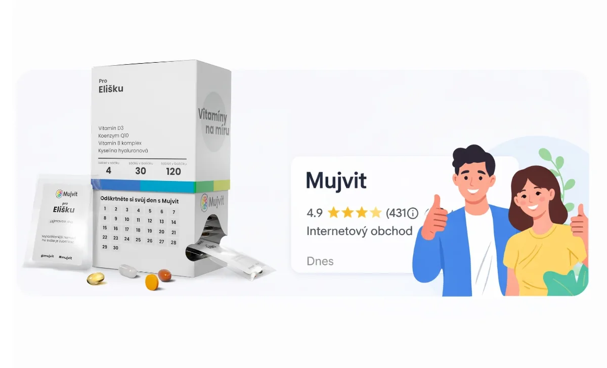 Hodnocení Mujvit, spokojený zákazník s denním sáčkem vitamínů na míru