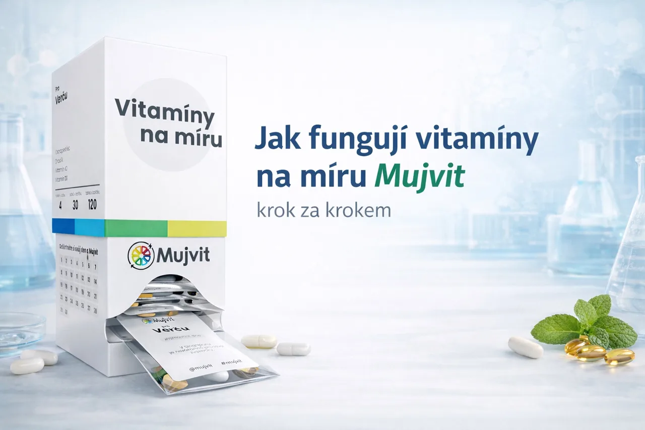 Vitamíny na míru Mujvit, denní sáčky se jménem klienta a personalizovaným složením vitamínů a minerálů
