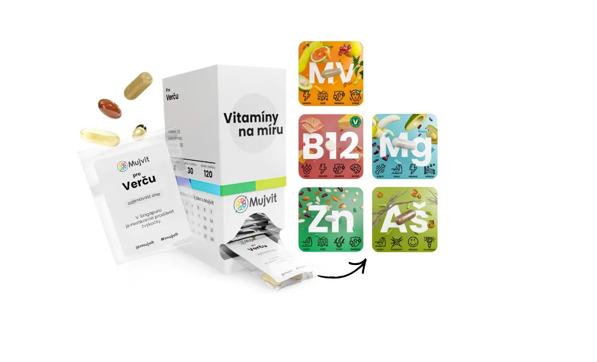 Balíček Mujvit proti únavě, stresu a vyčerpání s multivitamínem, vitamínem B12, zinkem, hořčíkem a ašvagandou