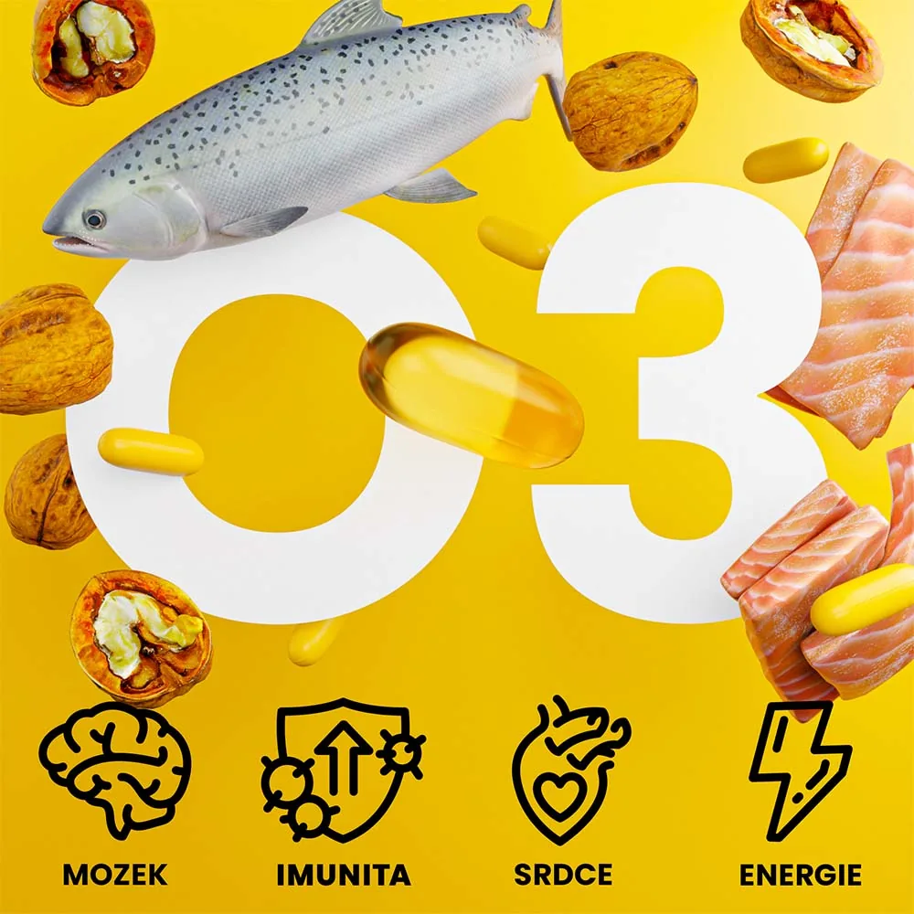 Zdroje omega-3 - losos, tučné ryby, lněná a chia semínka, vlašské ořechy