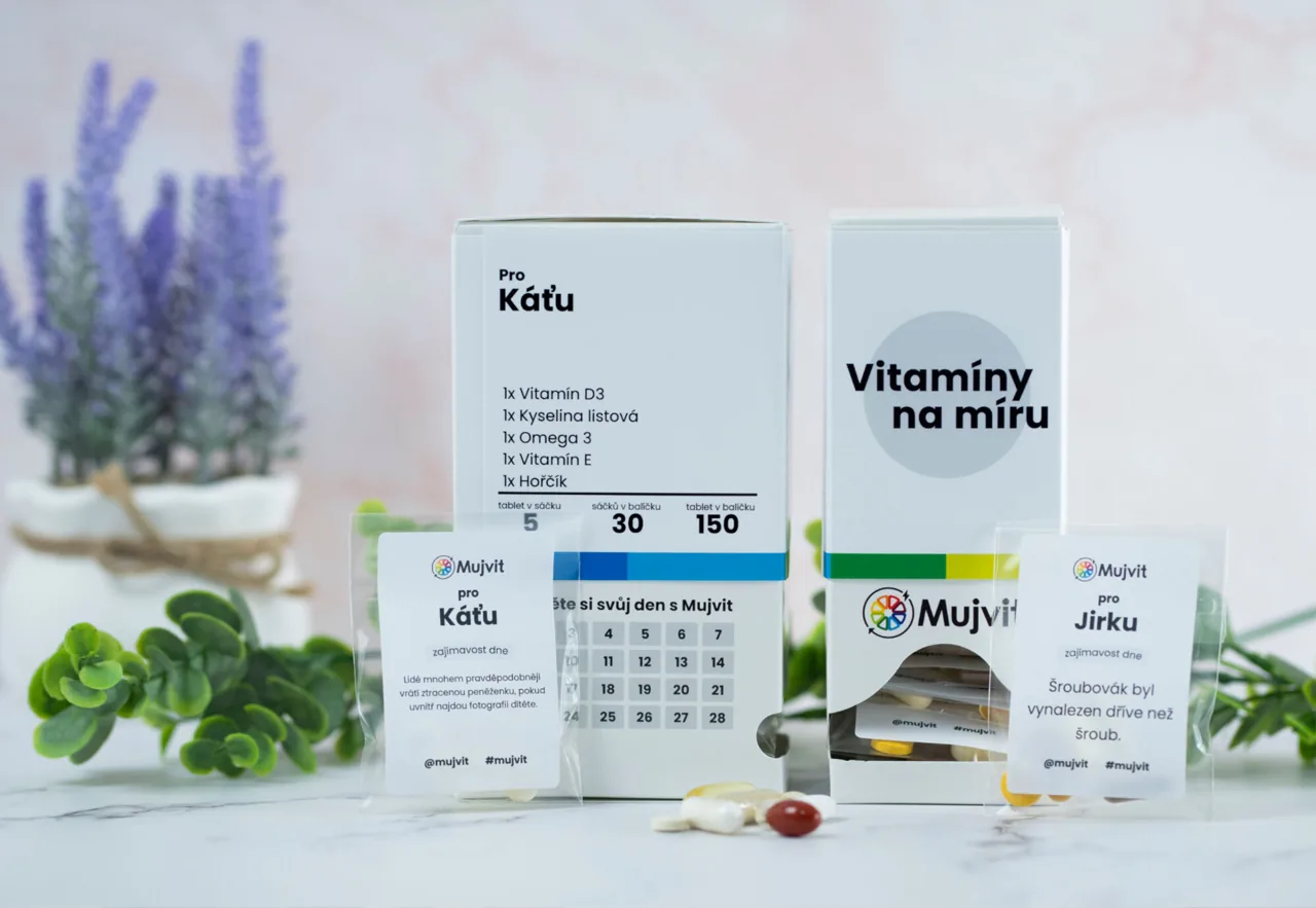 Vitamíny na míru Mujvit přizpůsobené individuálním potřebám a složení těla, balené po dnech vše v jednom
