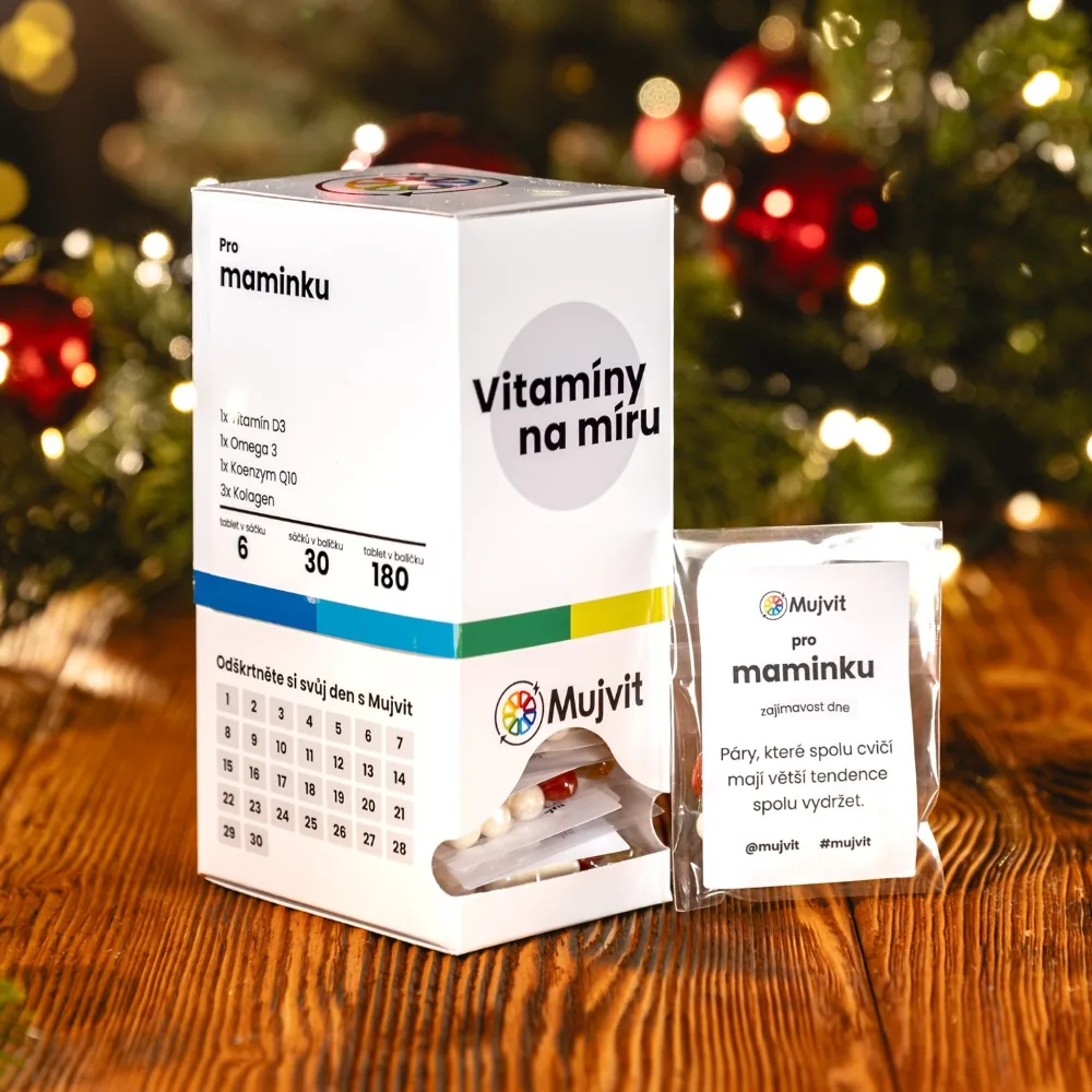 Vánoční dárek Mujvit, vitamínový balíček na míru v dárkové tašce pro maminku, babičku i dědečka